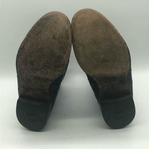 Vintage Justin Boots Men's 8D Western Bullhide Pebbled Leather Roper Lace Up - Picture 7 of 7